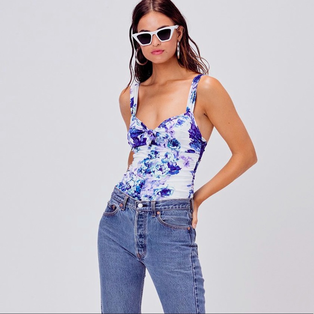 For Love & Lemons Hyacinth Floral Bodysuit